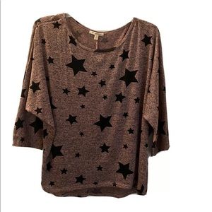 3xl women’s Pink Star Print Heathered Knit Top